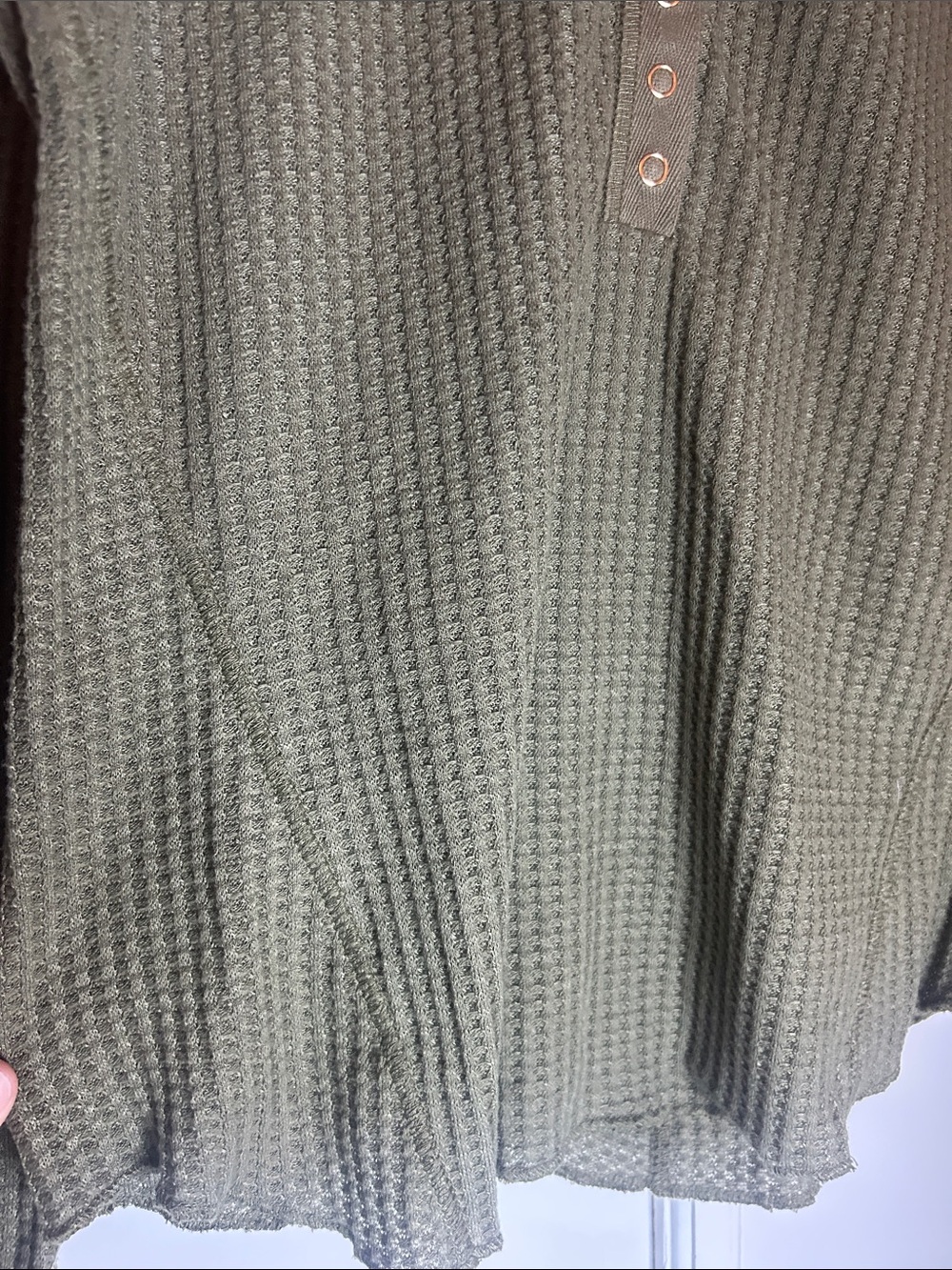 Natural Life Olive Green Waffle Knit Henley Top - Picture 5 of 7